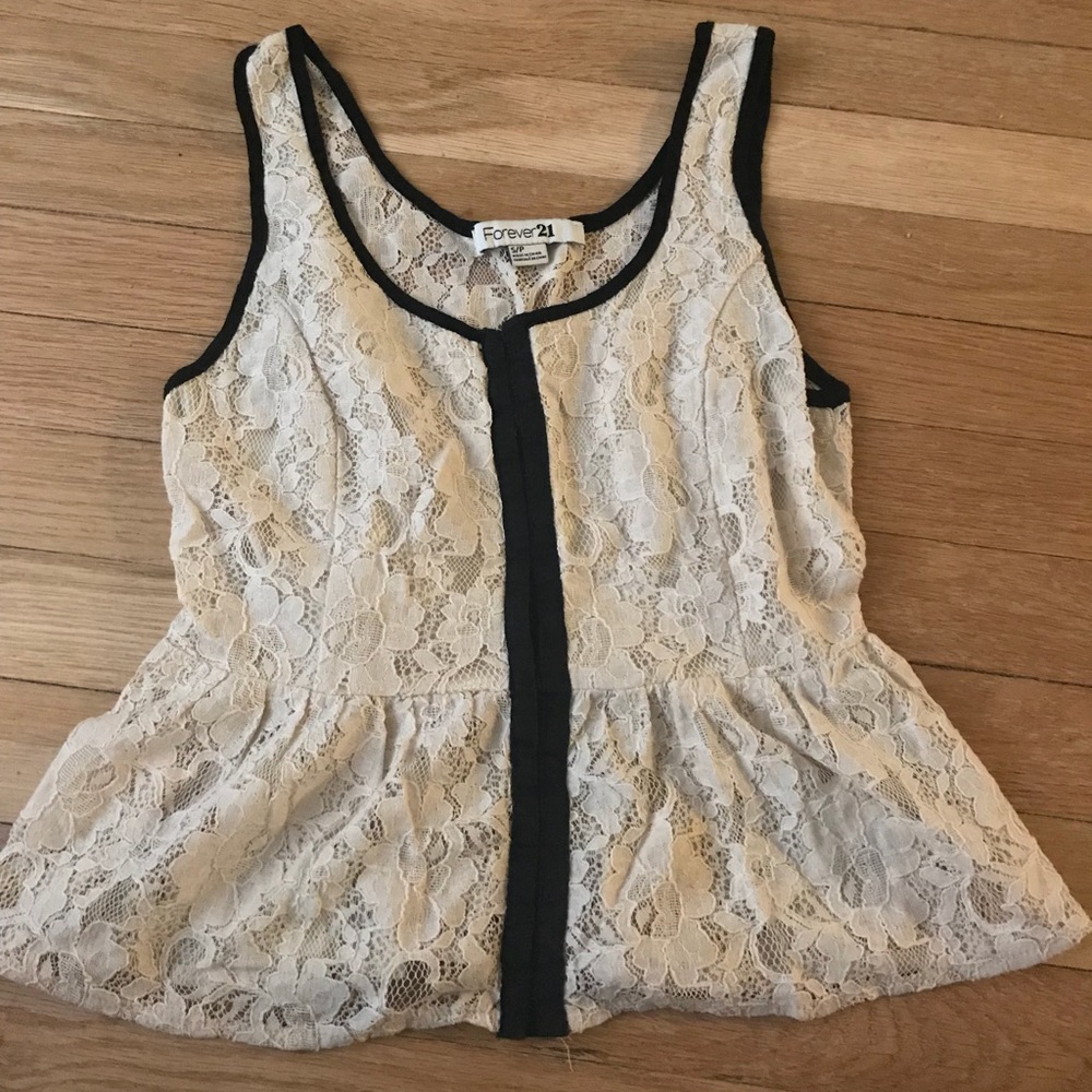 F21 Beige Lace Top